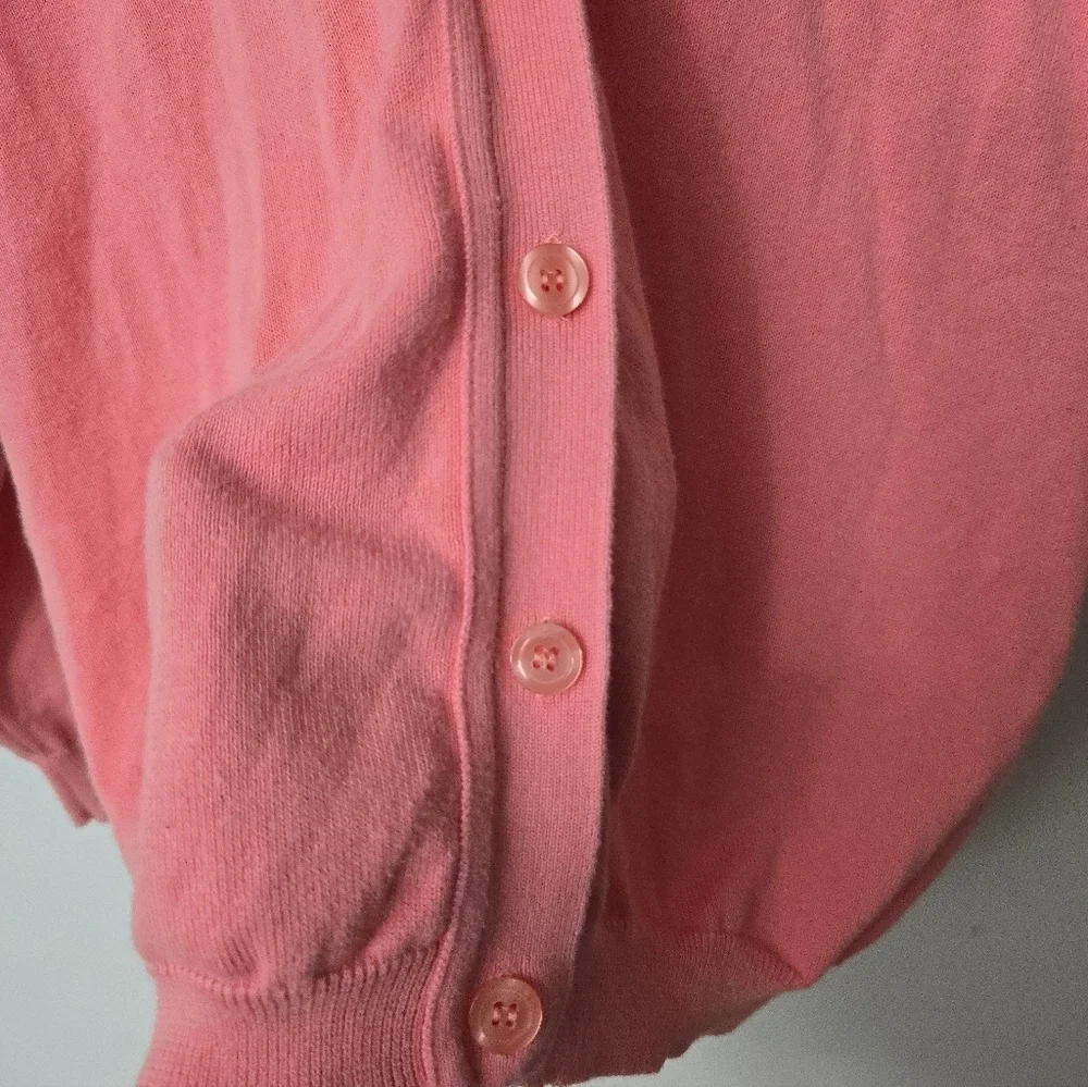 Brooks Brothers Cardigan Sweater Size M Starburst Pink Button Up V Neck